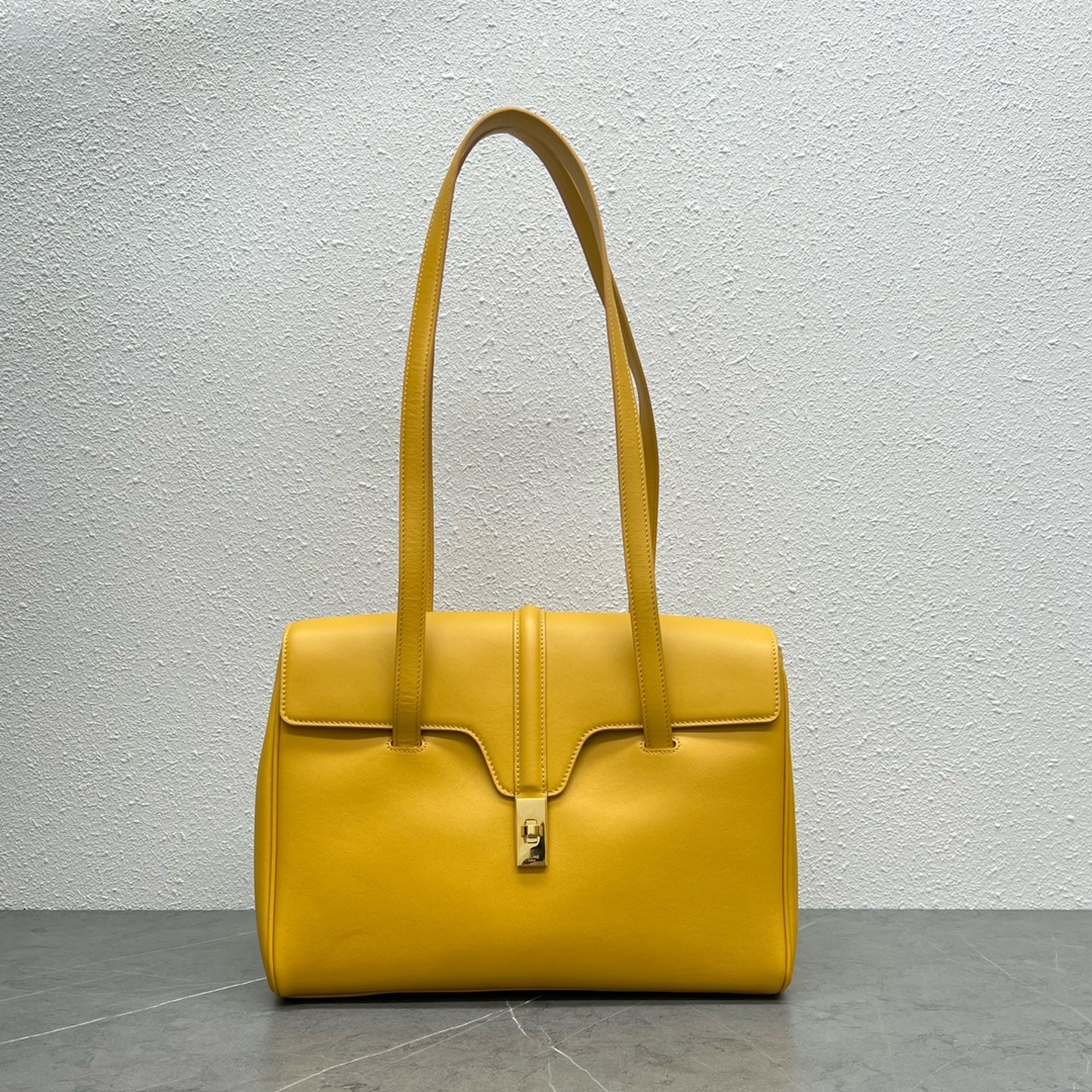 Celine Medium Soft 16 Smooth Calfskin Handbag Shoulder Bag Yellow 195543